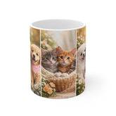 Sweet Companions – Adorable Puppy & Kitten Trio Mug