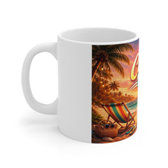Chill Vibes Beach Sunset Mug – Tropical Relaxation Coffee Cup