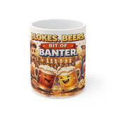 Blokes, Beers & Banter Mug — Funny Pub Coffee Cup Gift