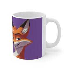 Fox Portrait Coffee Mug — Playful Purple 11oz Ceramic Mug for Animal Lovers