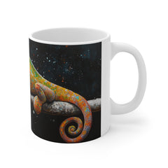 Chameleon Art Mug — Colorful Sleeping Chameleon 11oz Ceramic Coffee Cup