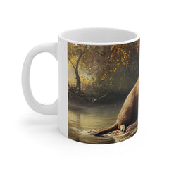 Otter by the River 11oz White Mug - Nature Animal Coffee Cup