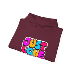 Just Love Hoodie — Colorful Retro Bubble Letter Love Sweatshirt