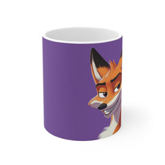 Fox Portrait Coffee Mug — Playful Purple 11oz Ceramic Mug for Animal Lovers