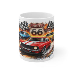 Route 66 Classic Muscle Car Mug — Vintage Racing Coffee Cup