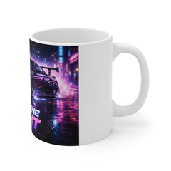 Own the Night Racing Mug — Neon Sports Car Coffee Cup