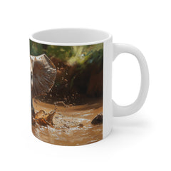 Elephant Play 11oz Coffee Mug — Cute Baby Elephant Splash Design