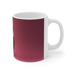 Cute Cat Portrait 11oz White Mug – Adorable Cat Art Coffee Cup for Cat Lovers