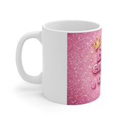 Boss Energy Only Pink Glitter Coffee Mug — Cute Crowned Slogan Tea Cup