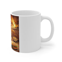 Angry Cartoon Pizza Monster Coffee Mug — Funny Horror Foodie Gift