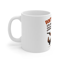 Funny Cowboy Mug — "Don't Even Try, I'm Faster Than Your Imagination" 11oz Ceramic Coffee Cup
