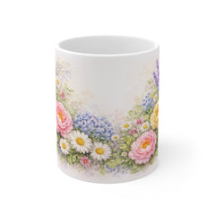 Floral Bouquet Mug — Pastel Garden Flowers Coffee Cup