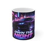 Own the Night Racing Mug — Neon Sports Car Coffee Cup