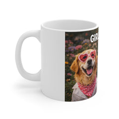 Girl Power Dog Mug — Cute Heart Sunglasses Puppies Coffee Cup