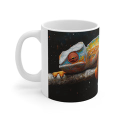Chameleon Art Mug — Colorful Sleeping Chameleon 11oz Ceramic Coffee Cup