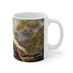 Cockatoo Landscape Mug — White Sulphur-Crested Parrot Coffee Cup