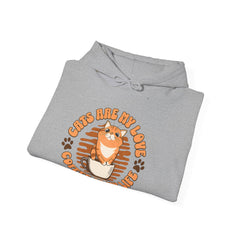 Cat & Coffee Hoodie — "Cats Are My Love, Coffee Is My Life" Cute Cat Lover Pullover