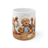 Funny Drunk Old Men Coffee Mug — Humorous Bar Scene 11oz Ceramic Mug