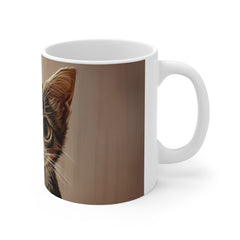 Close-Up Kitten Portrait 11oz White Mug – Cute Cat Coffee Cup for Cat Lovers