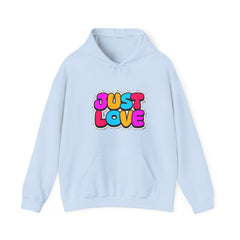 Just Love Hoodie — Colorful Retro Bubble Letter Love Sweatshirt