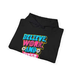 Believe, Work, and Rise Hoodie — Motivational Graphic Pullover
