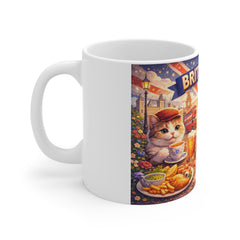 British Vibes Mug — Cute Corgi & Cat Tea Time Ceramic Coffee Cup