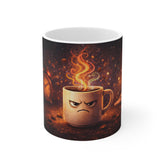Angry Coffee Mug — Grumpy Morning Ceramic 11oz Mug (Cute Scowl & Steaming Cup Design)