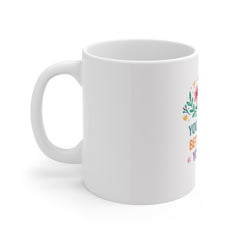 Motivational Mug — "You're Doing Better Than You Think" Floral Smile Coffee Cup