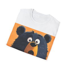 Surprised Bear Graphic T-Shirt — Cute Cartoon Black Bear Illustration Tee