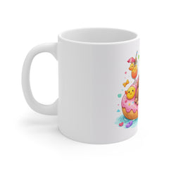 Sloth Donut Float 11oz Mug — Cute Summer Beach Coffee Cup