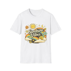 Sunshine Vibes T-Shirt — Retro Rainbow Floral Peace Tee