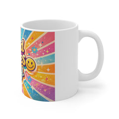 Good Vibes Only Mug — Retro Smile Rainbow Coffee Cup