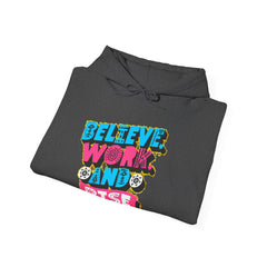 Believe, Work, and Rise Hoodie — Motivational Graphic Pullover