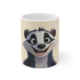 Happy Cartoon Badger Coffee Mug — Cute Animal 11oz Ceramic Gift