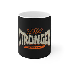 Stronger Every Step Mug — Motivational Fitness Coffee Cup