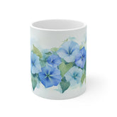 Blue Morning Glory Floral Mug — Watercolor Flower Coffee Cup