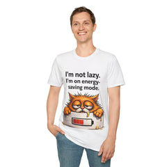 I'm Not Lazy Cat T-Shirt — "On Energy-Saving Mode" Funny Graphic Tee