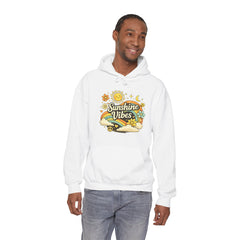 Sunshine Vibes Hoodie — Retro Floral Peace Sign Pullover