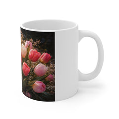 Floral Tulip Photo Mug — Spring Bouquet 11oz Coffee Cup