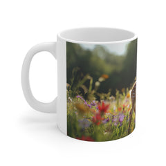 Fawn in Wildflower Meadow Mug — Cute Deer Coffee Cup