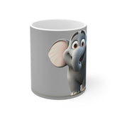 Cute Elephant Cartoon Coffee Mug — 11oz White Ceramic Gift for Kids & Animal Lovers