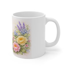 Floral Bouquet Mug — Pastel Garden Flowers Coffee Cup