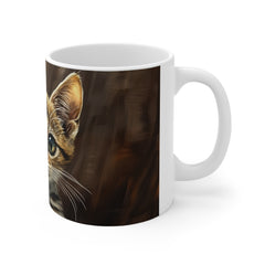 Cute Close-Up Kitten 11oz White Mug – Adorable Cat Portrait Coffee Cup
