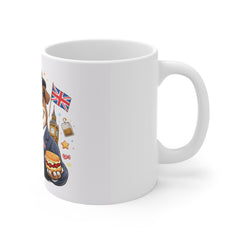 British Bulldog Mug — Cute UK Patriotic Coffee Cup with Union Jack, Bowler Hat & Tea