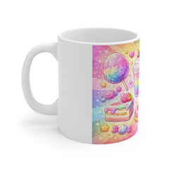 Kawaii Rainbow Sweets Mug — Cute Dessert Pattern Coffee Cup