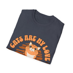 Cat & Coffee T-Shirt — "Cats Are My Love, Coffee Is My Life" Cute Cat in Coffee Mug Tee