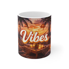Vibes Sunset Beach Coffee Mug — Tropical Boho 11oz Ceramic