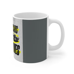Fast Cars Bold Moves Coffee Mug — Retro Muscle Car Graphic Mug