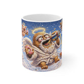 Funny Angel Pig Coffee Mug — Whimsical Donut & Beer Heaven 11oz Ceramic Mug
