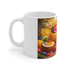 Juicy Vibes Coffee Mug — Tropical Fruit Beach Design 11oz